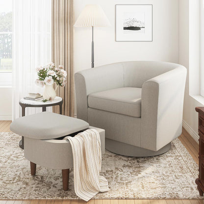 Modern Tufted Swivel Accent Chair with Armrest Ottoman-Armchair
