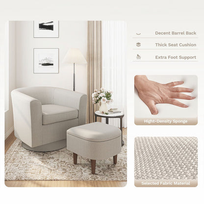 Modern Tufted Swivel Accent Chair with Armrest Ottoman-Armchair