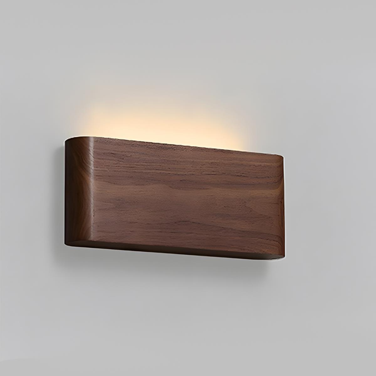 Modern Walnut Solid Wood Rectangular LED Indoor Wall Sconce