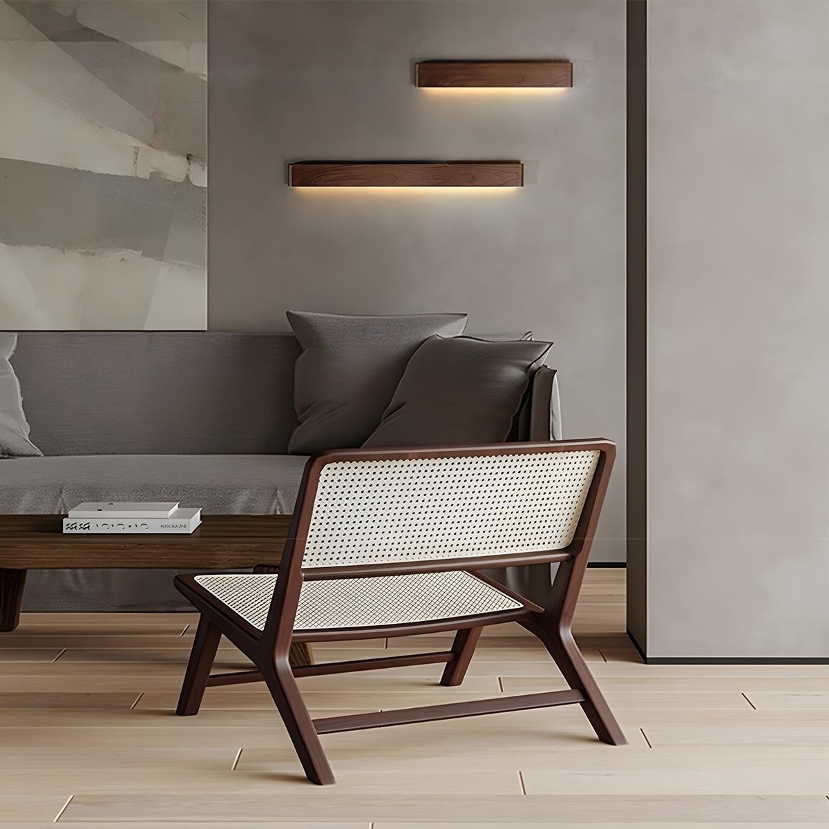 Modern Walnut Solid Wood Rectangular LED Indoor Wall Sconce