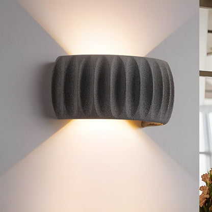 Modern Waterproof Arc Concrete Carve Up and Down LED Outdoor Wall Lights