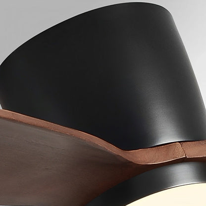 Modern Wood Grain Reverse 6-Speed Inverter Ceiling Fan Light