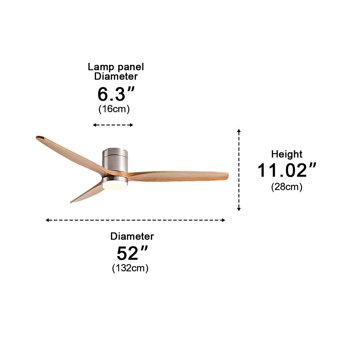 Modern Wood Grain 6-Speed Reverse DC Motor Fan Ceiling Fan Light