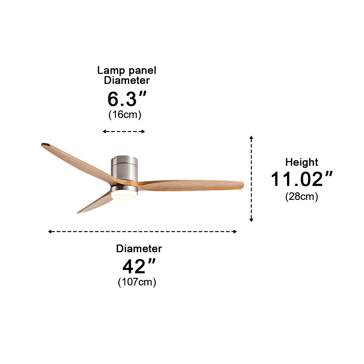 Modern Wood Grain 6-Speed Reverse DC Motor Fan Ceiling Fan Light
