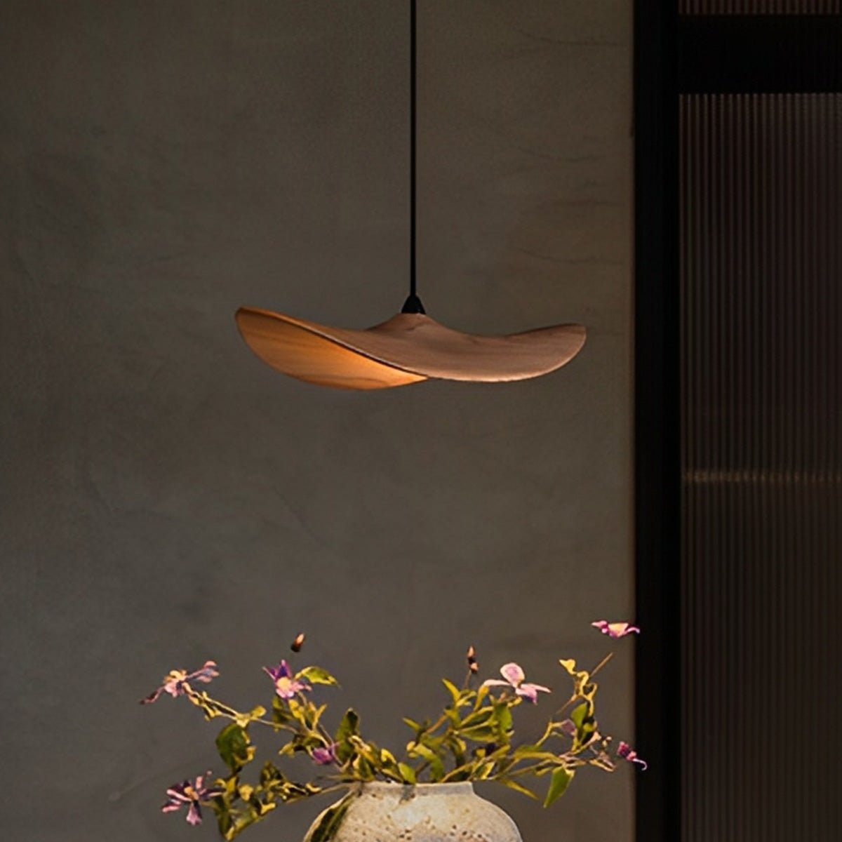 Modern Wood Natural Style Lotus Leaf LED Pendant Light