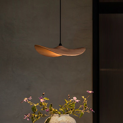 Modern Wood Natural Style Lotus Leaf LED Pendant Light