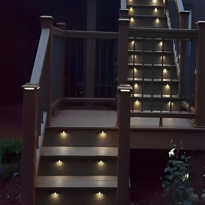 Moon Shaped Round Waterproof LED Low Voltage Black Modern Step Lights