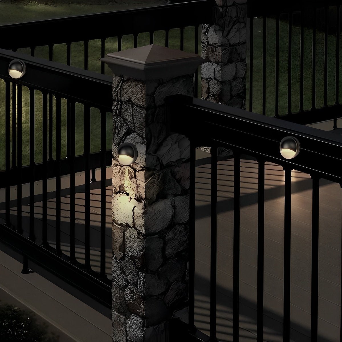 Moon Shaped Round Waterproof LED Low Voltage Black Modern Step Lights