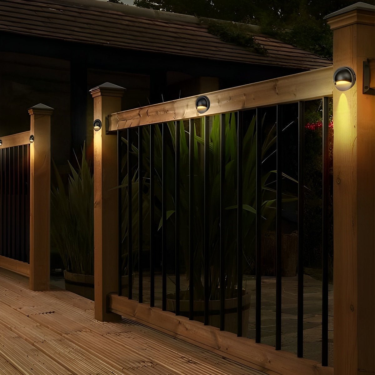 Moon Shaped Round Waterproof LED Low Voltage Black Modern Step Lights