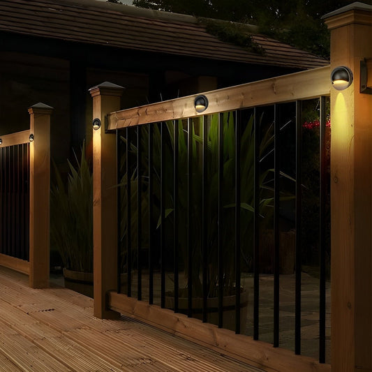 Moon Shaped Round Waterproof LED Low Voltage Black Modern Step Lights