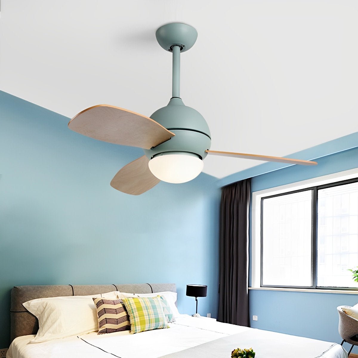 Nordic Minimalist LED Ceiling Paddle Fan with Remote Control Adjustable Wind Speed Fan