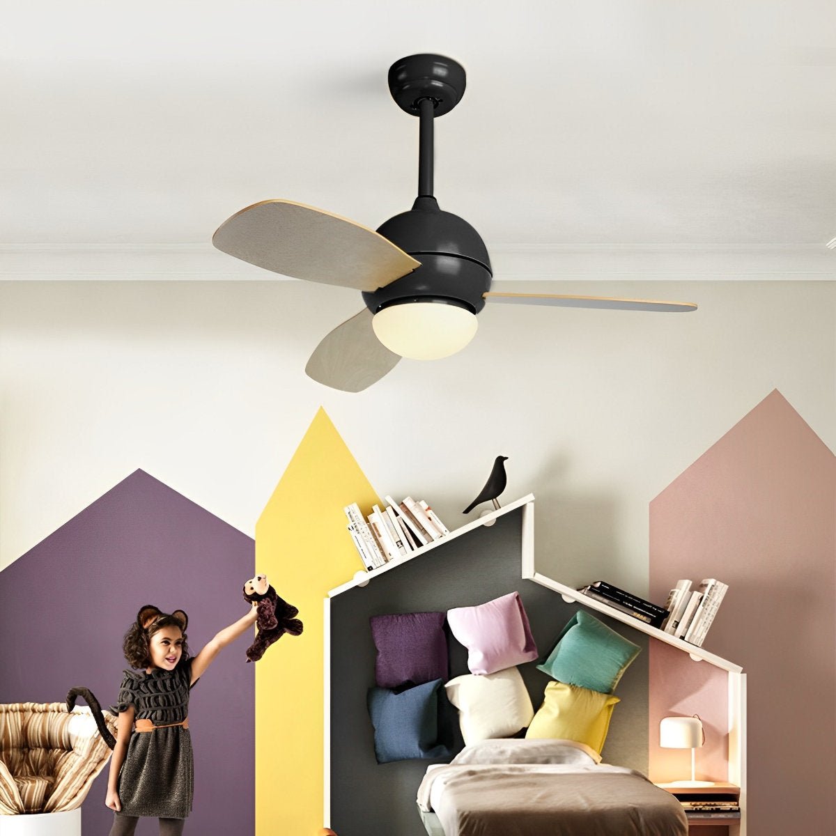 Nordic Minimalist LED Ceiling Paddle Fan with Remote Control Adjustable Wind Speed Fan
