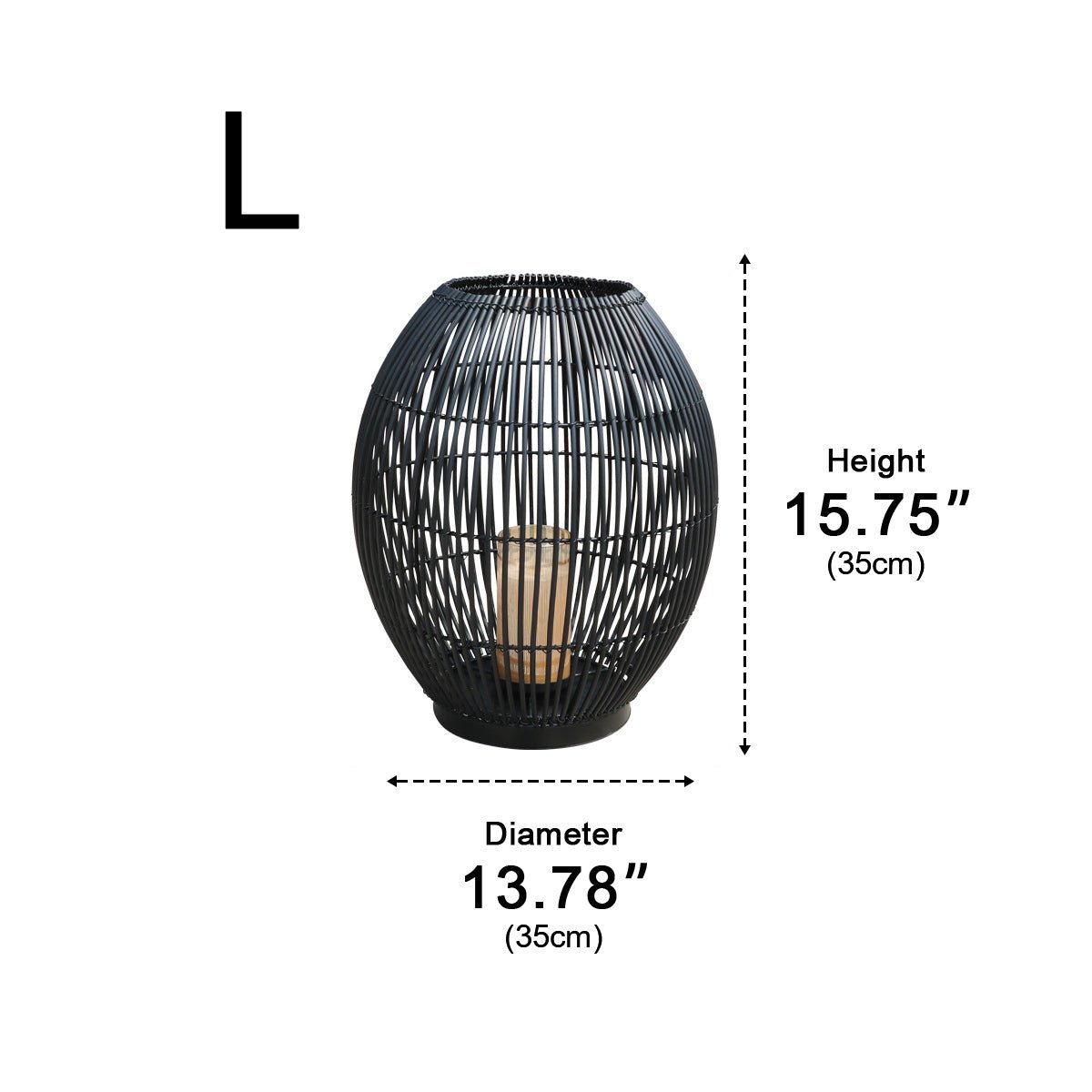 Outdoor Black Handwoven LED Candle Lantern Floor Lamp