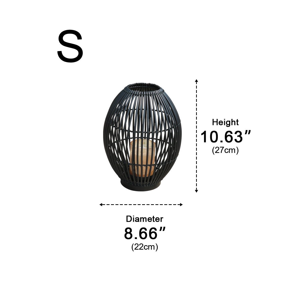 Outdoor Black Handwoven LED Candle Lantern Floor Lamp