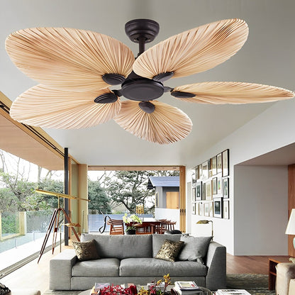 Palm Leaf Ceiling Fan with Silent DC Motor Frequency Conversion Remote Control For Bedroom