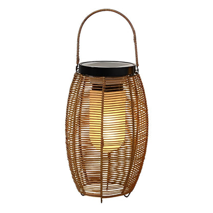 Portable Lantern Rattan LED Waterproof Solar Outdoor Lights Floor Lamp