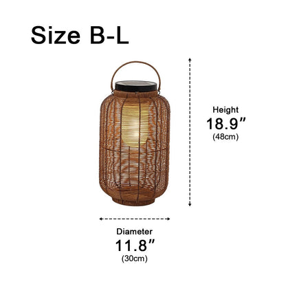 Portable Lantern Rattan LED Waterproof Solar Outdoor Lights Floor Lamp