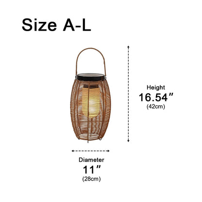 Portable Lantern Rattan LED Waterproof Solar Outdoor Lights Floor Lamp