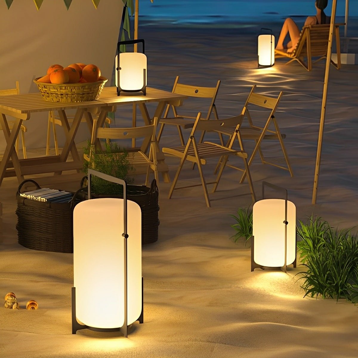 Portable Lantern Shaped Waterproof LED Modern Outdoor Lights Floor Lamp