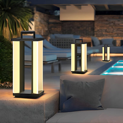 Portable Lantern Waterproof LED Black Modern Lawn Lights