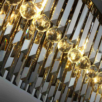 Rectangular Crystal LED 3 Color Modes Smoke Gray Modern Chandelier