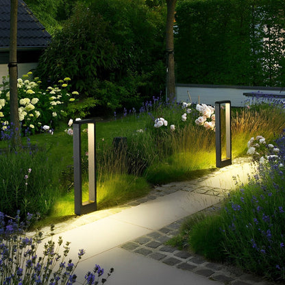 Modern Rectangular Frame Waterproof Led Black Bollard Parth Light