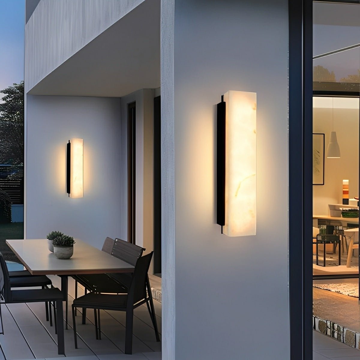 Rectangular Metal LED Light Waterproof Black Modern Outdoor Wall Lights