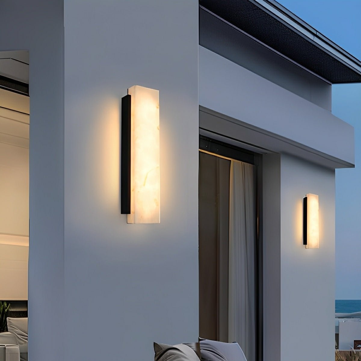 Rectangular Metal LED Light Waterproof Black Modern Outdoor Wall Lights