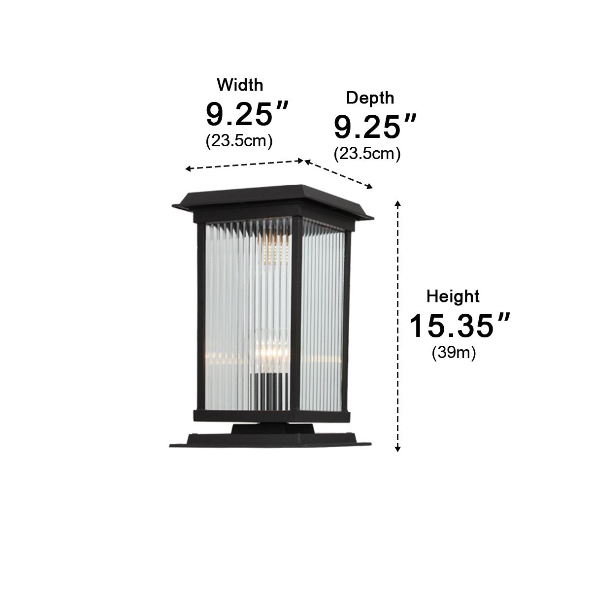 Retro Glass LED Waterproof Black Modern Solar Fence Post Lights