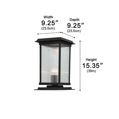Retro Glass LED Waterproof Black Modern Solar Fence Post Lights
