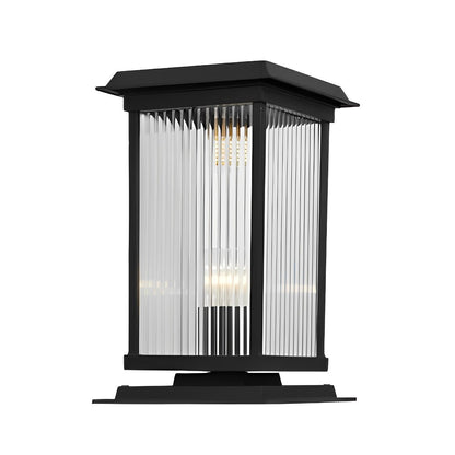 Retro Glass LED Waterproof Black Modern Solar Fence Post Lights