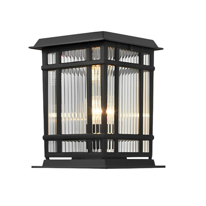 Retro Glass LED Waterproof Black Modern Solar Fence Post Lights