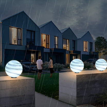 Round Glass Planets Design Waterproof Modern Outdoor Fence Post Lights Column Lighting
