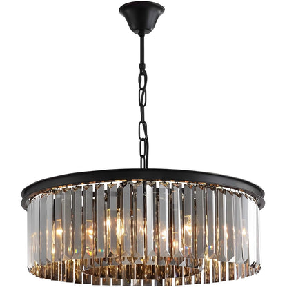 Round Metal Crystal Strip Retro Farmhouse Chandelier