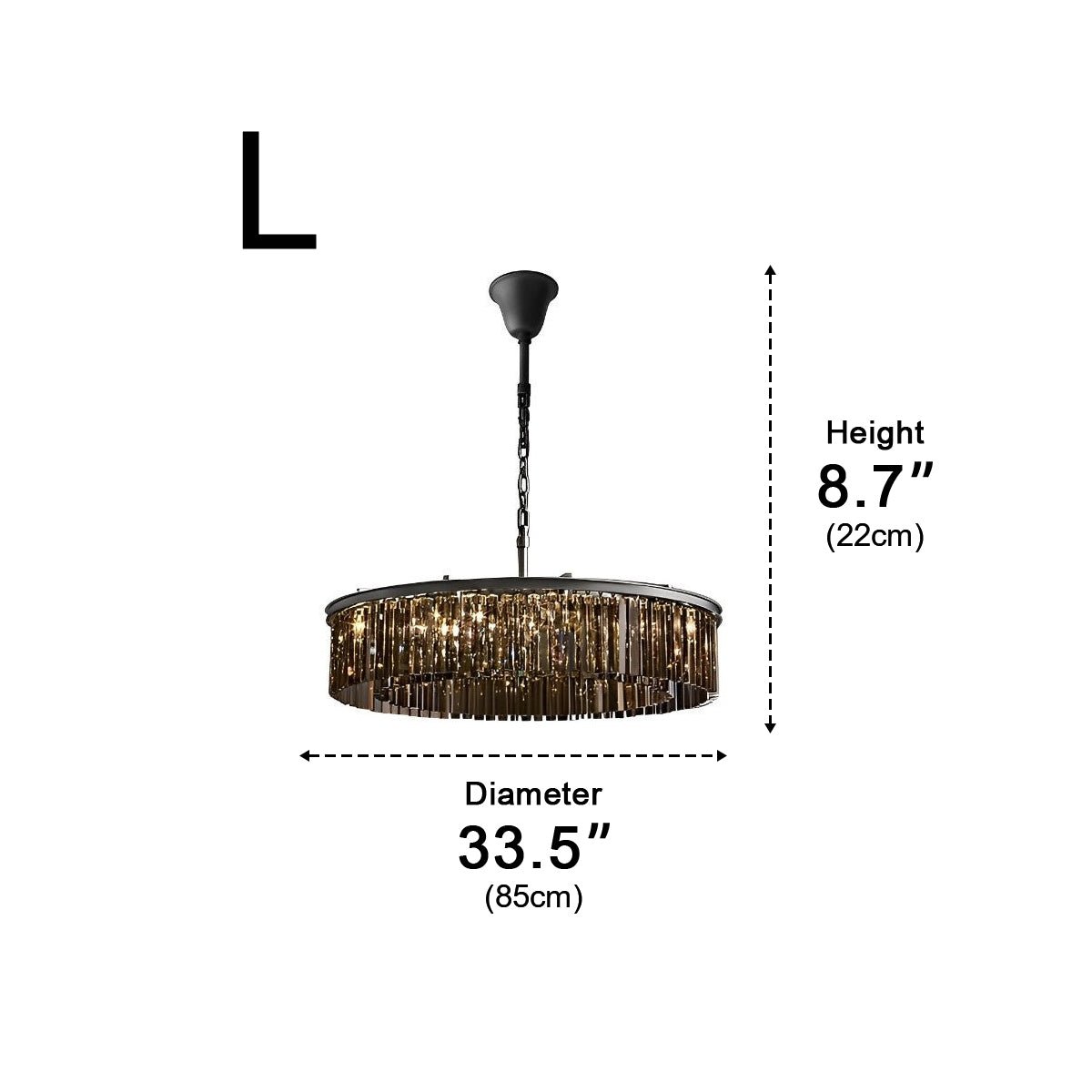 Round Metal Crystal Strip Retro Farmhouse Chandelier