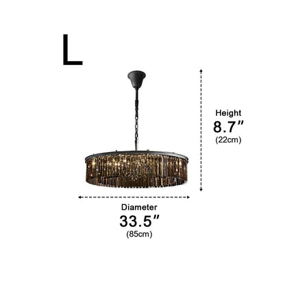 Round Metal Crystal Strip Retro Farmhouse Chandelier