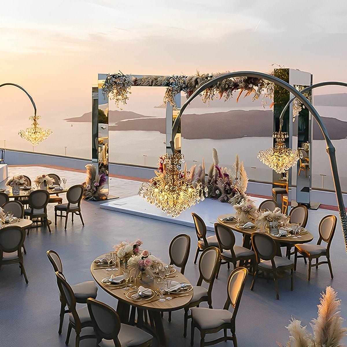 Set of 2 Luxury Waterproof Outdoor Wedding Crystal Chandeliers
