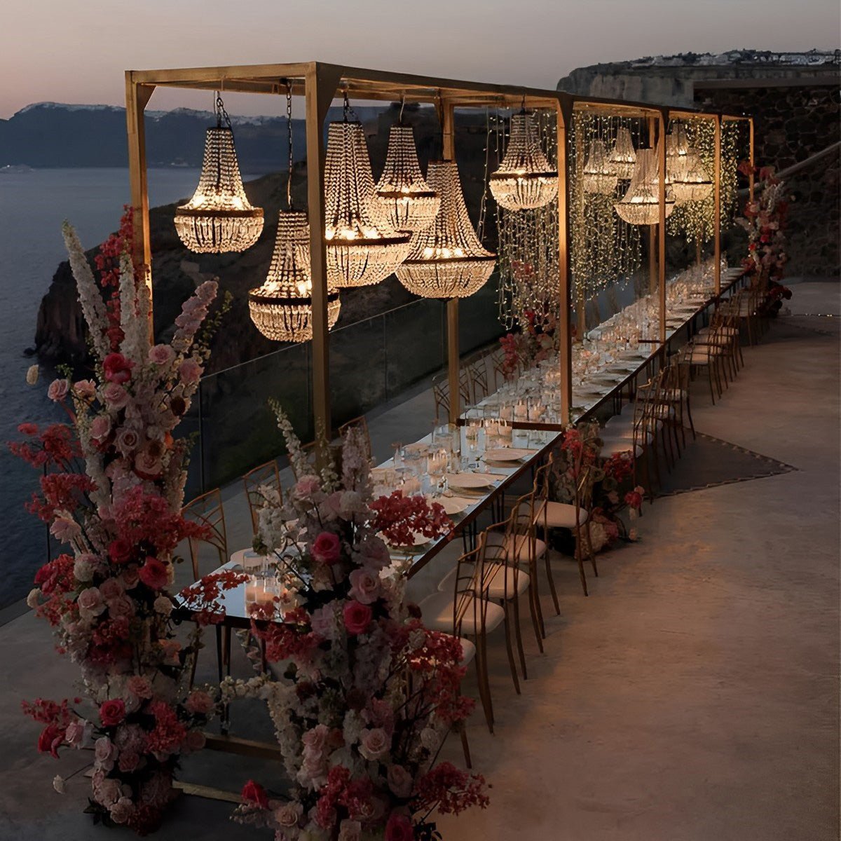 Set of 2 Luxury Waterproof Outdoor Wedding Crystal Chandeliers