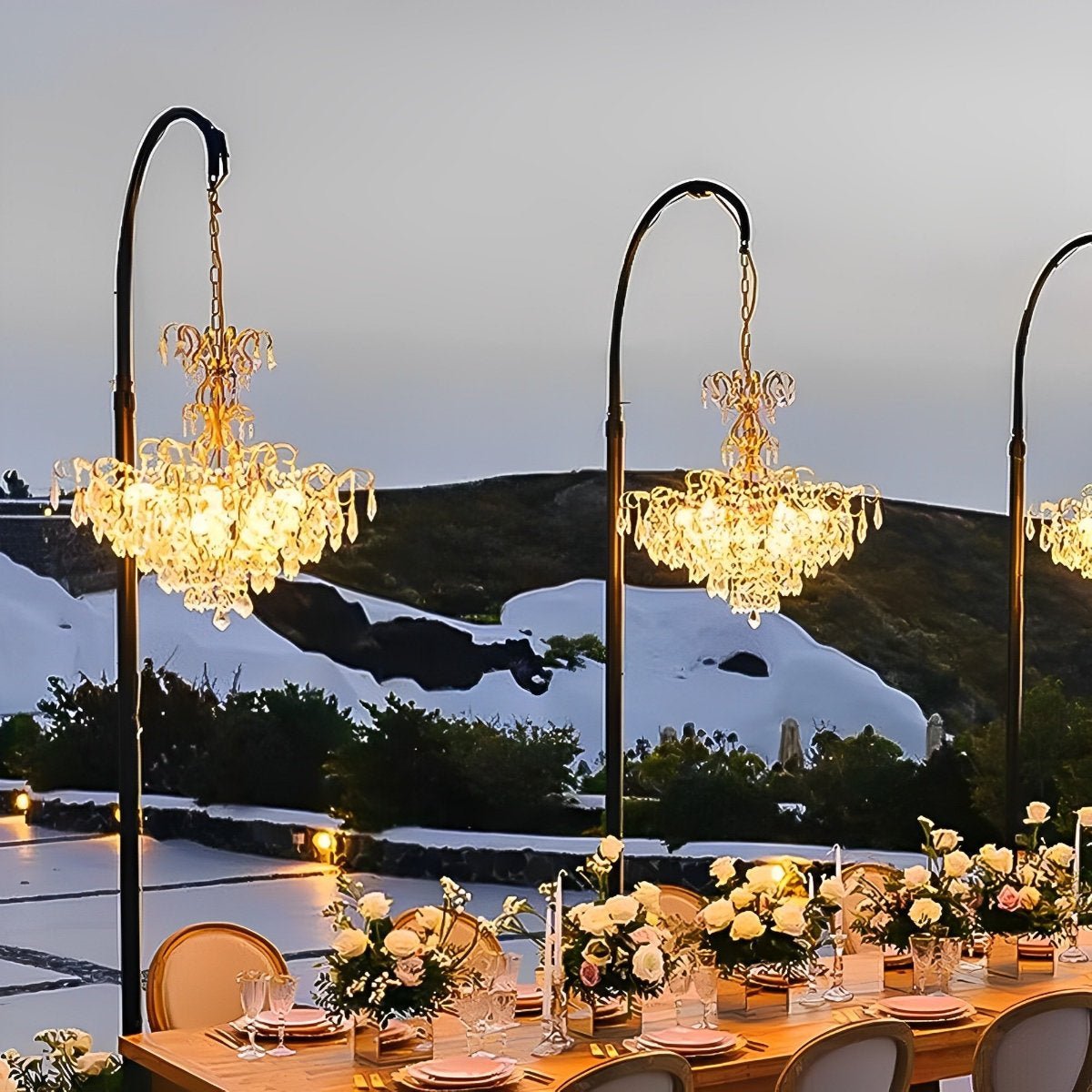 Set of 2 Luxury Waterproof Outdoor Wedding Crystal Chandeliers