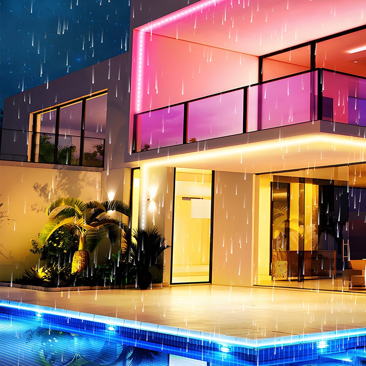 Solar Waterproof Outdoor RGB Atmosphere Streamer LED Light Strip