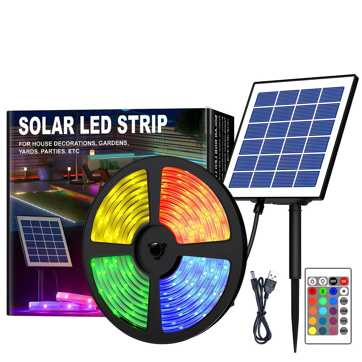 Solar Waterproof Outdoor RGB Atmosphere Streamer LED Light Strip