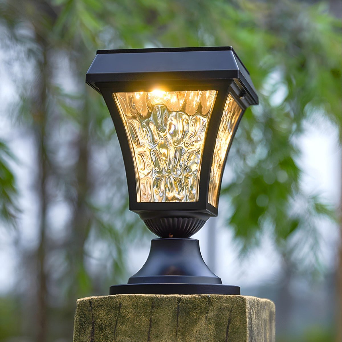 Solar Waterproof Water Wave Lampshade LED Outdoor Post Lights