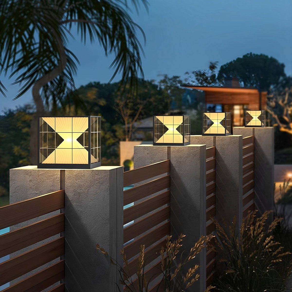 Square Creative Hourglass Shape LED Waterproof Fence Post Caps Light