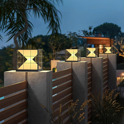 Square Creative Hourglass Shape LED Waterproof Fence Post Caps Light