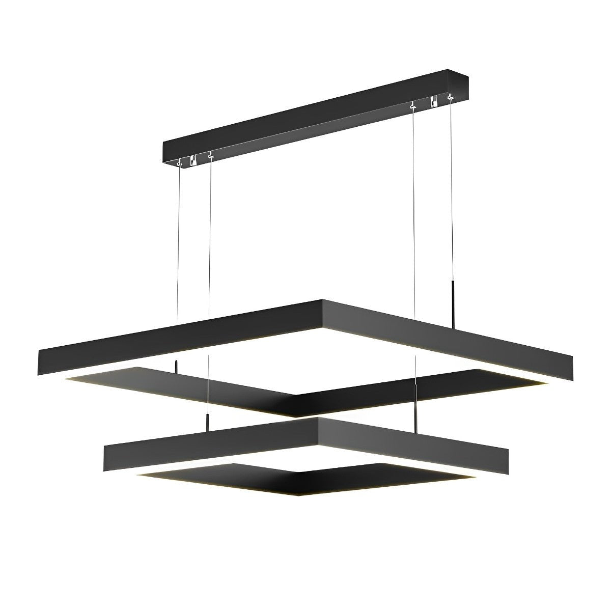 Square Minimalist Dimmable LED Black Modern Chandelier with Remote Control