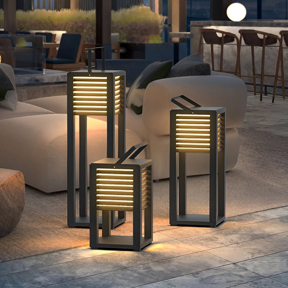 Square Waterproof LED Black Modern Portable Lawn Lamp Outdoor Light