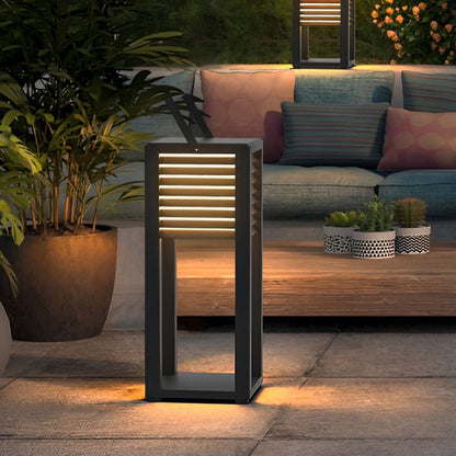 Square Waterproof LED Black Modern Portable Lawn Lamp Outdoor Light