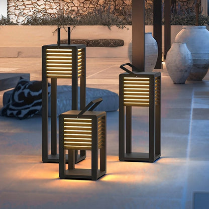 Square Waterproof LED Black Modern Portable Lawn Lamp Outdoor Light