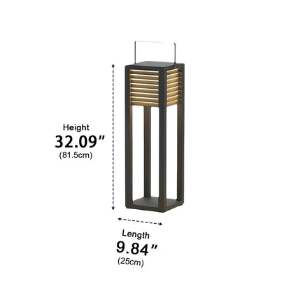 Square Waterproof LED Black Modern Portable Lawn Lamp Outdoor Light
