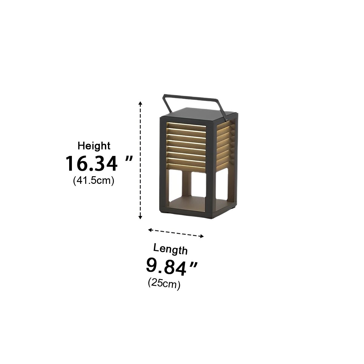 Square Waterproof LED Black Modern Portable Lawn Lamp Outdoor Light